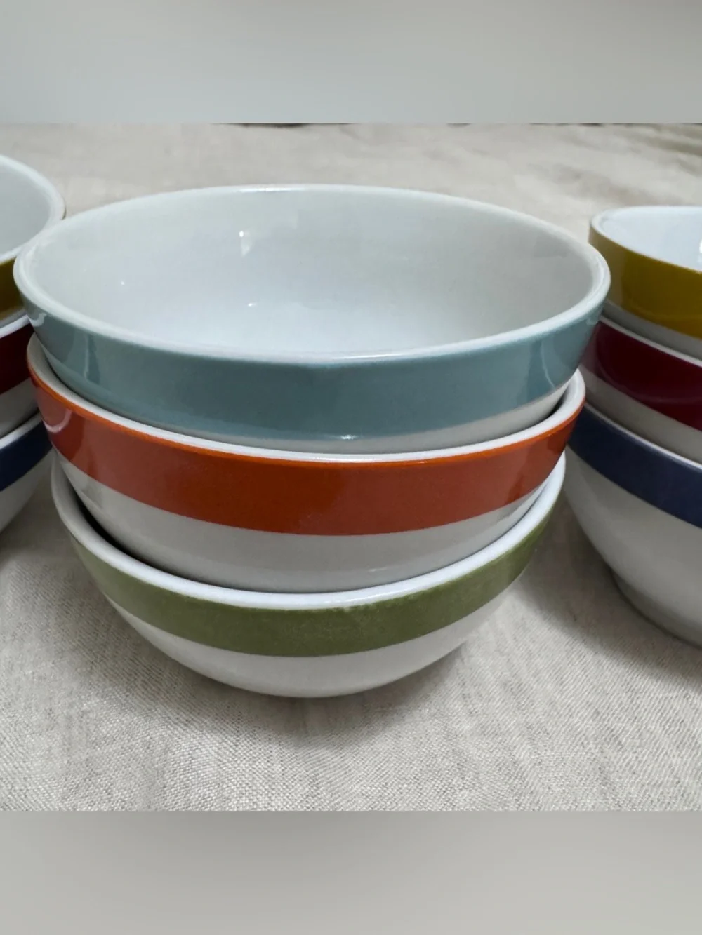 Set of 10 Multicolored Crate and Barrel 4” Bowls